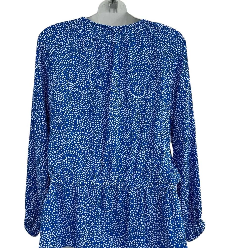 Michael Kors Blue Patterned Blouse Shirt Top in Size Small